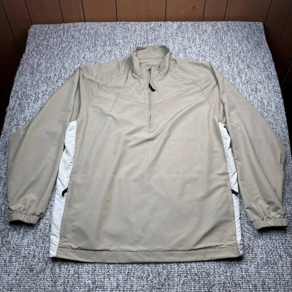 Nike Golf Pullover Mens XL Windbreaker 1/4 Zip Long Sleeve Beige 263522-235